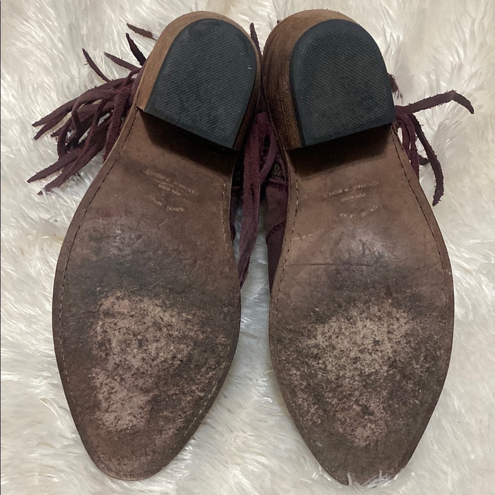 LIBERTY Black Purple Ankle Boots with Stylish Fringe - Picture 3 of 10